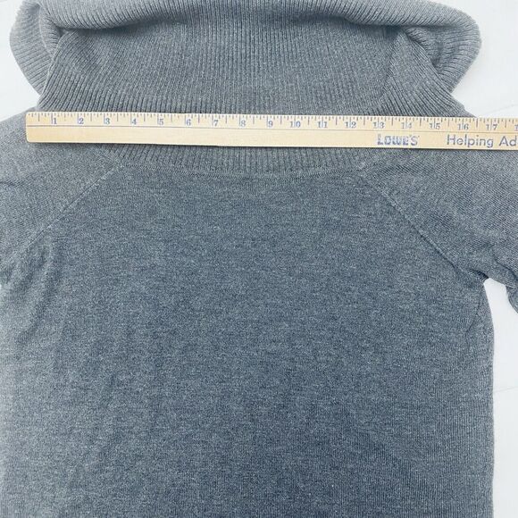 Calvin Klein Gray Foldover Off Shoulder Long Sleeve Knit Sweater Women's Medium - Picture 11 of 14